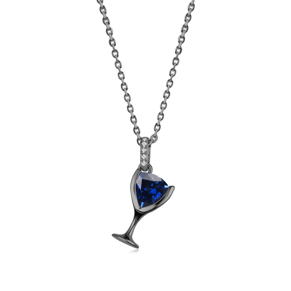 Trillion Sapphire Bezel Necklace - LUO Jewelry #metal_black finish sterling silver