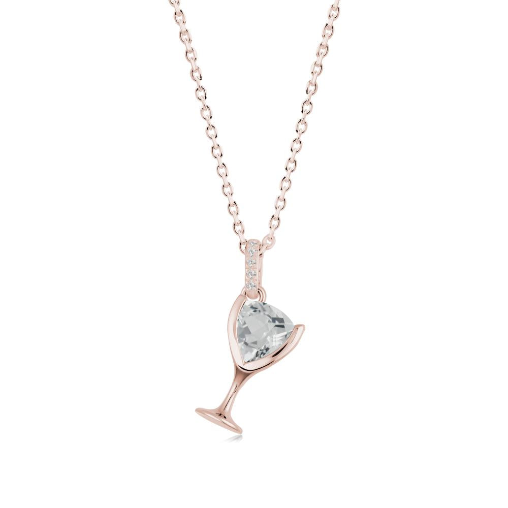 Trillion White Topaz Bezel Necklace - LUO Jewelry #metal_14k rose gold