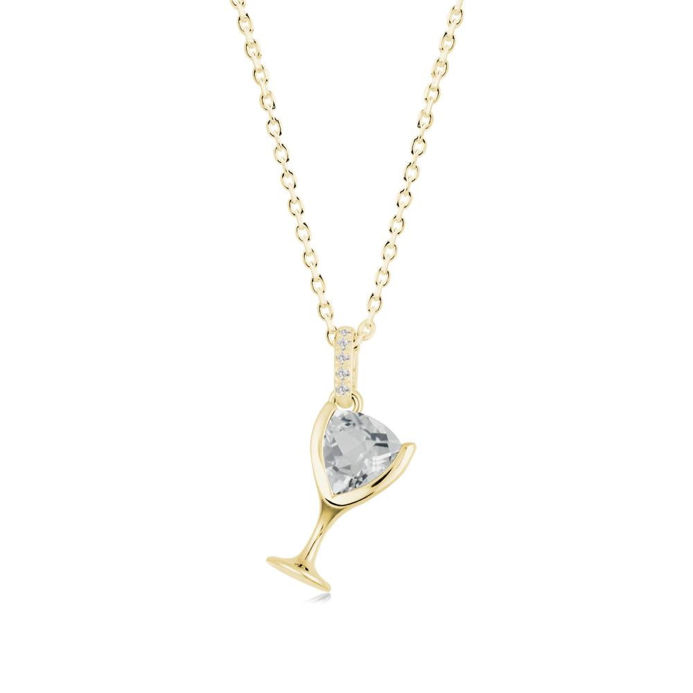 Trillion White Topaz Bezel Necklace - LUO Jewelry #metal_18k yellow gold