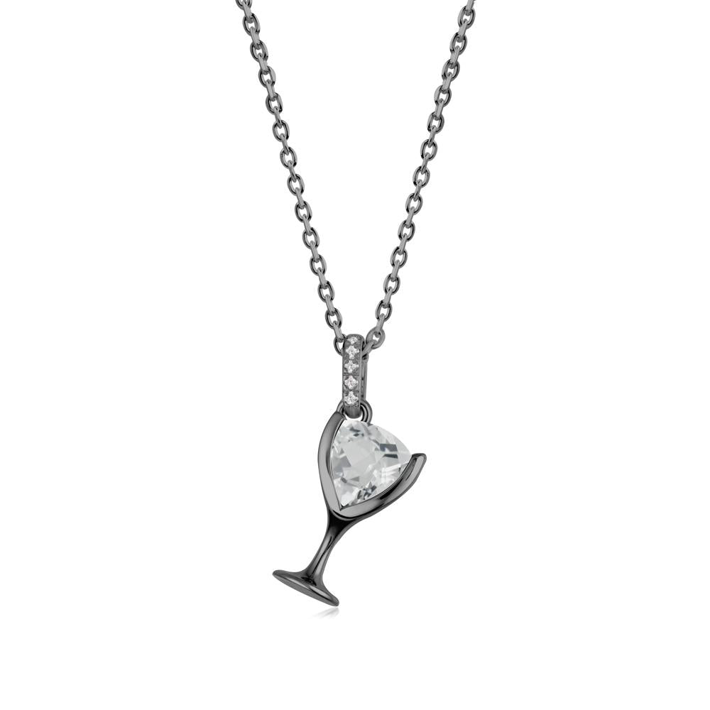 Trillion White Topaz Bezel Necklace - LUO Jewelry #metal_black finish sterling silver
