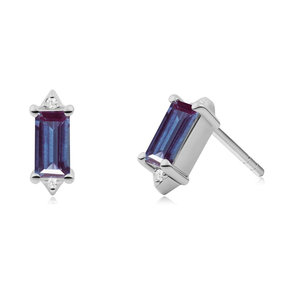 Minimalist Baguette Alexandrite Stud Earrings - LUO Jewelry #metal_platinum