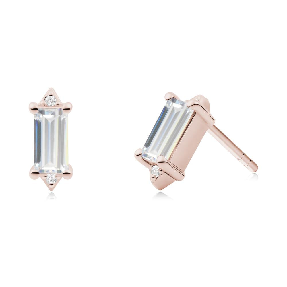 Minimalist Baguette Cubic Zirconia Stud Earrings - LUO Jewelry #metal_14k rose gold
