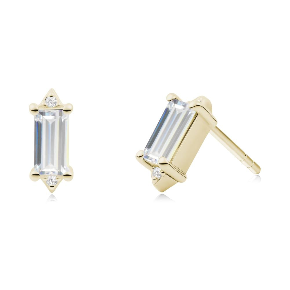 Minimalist Baguette Cubic Zirconia Stud Earrings - LUO Jewelry #metal_14k yellow gold