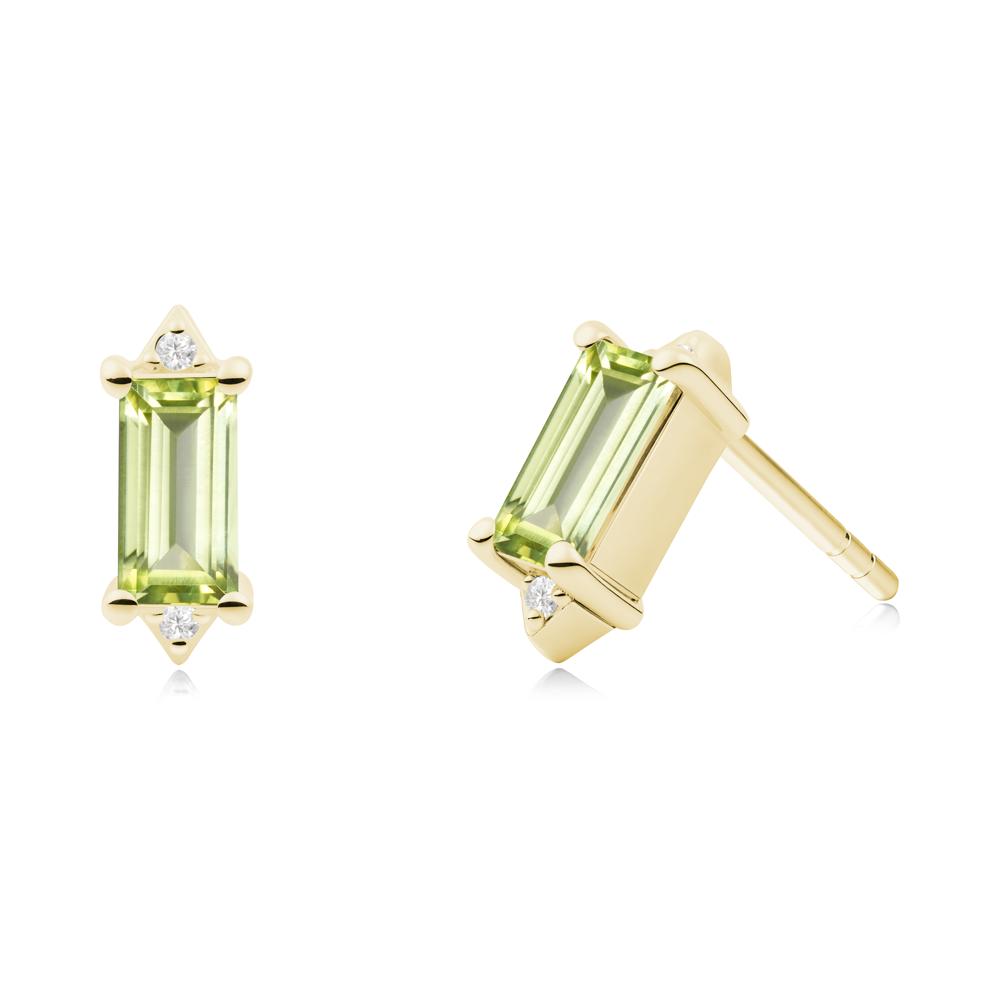 Minimalist Baguette Peridot Stud Earrings - LUO Jewelry #metal_18k yellow gold