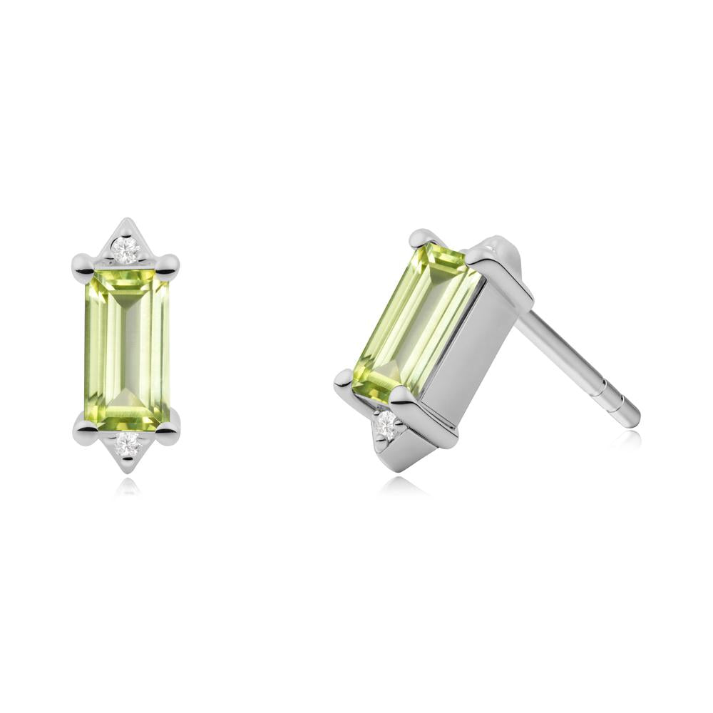 Minimalist Baguette Peridot Stud Earrings - LUO Jewelry #metal_platinum