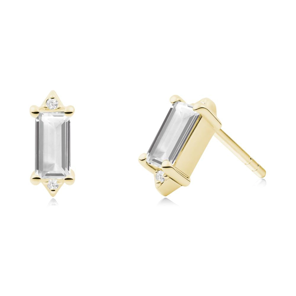 Minimalist Baguette White Topaz Stud Earrings - LUO Jewelry #metal_18k yellow gold