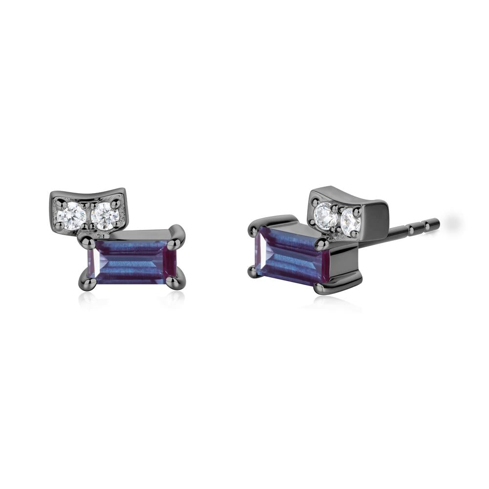 Baguette Alexandrite Stud Earrings - LUO Jewelry #metal_black finish sterling silver