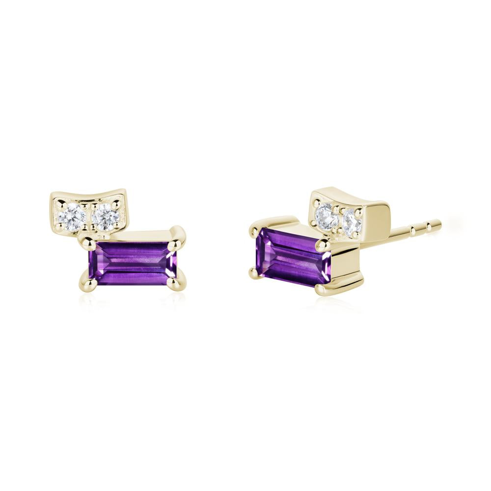 Horizon Tilted Baguette Amethyst Earrings - LUO Jewelry #metal_14k yellow gold