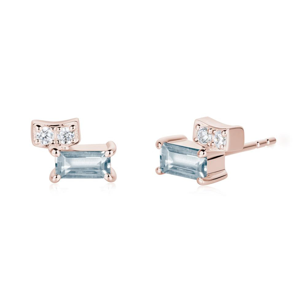 Baguette Aquamarine Stud Earrings - LUO Jewelry #metal_14k rose gold