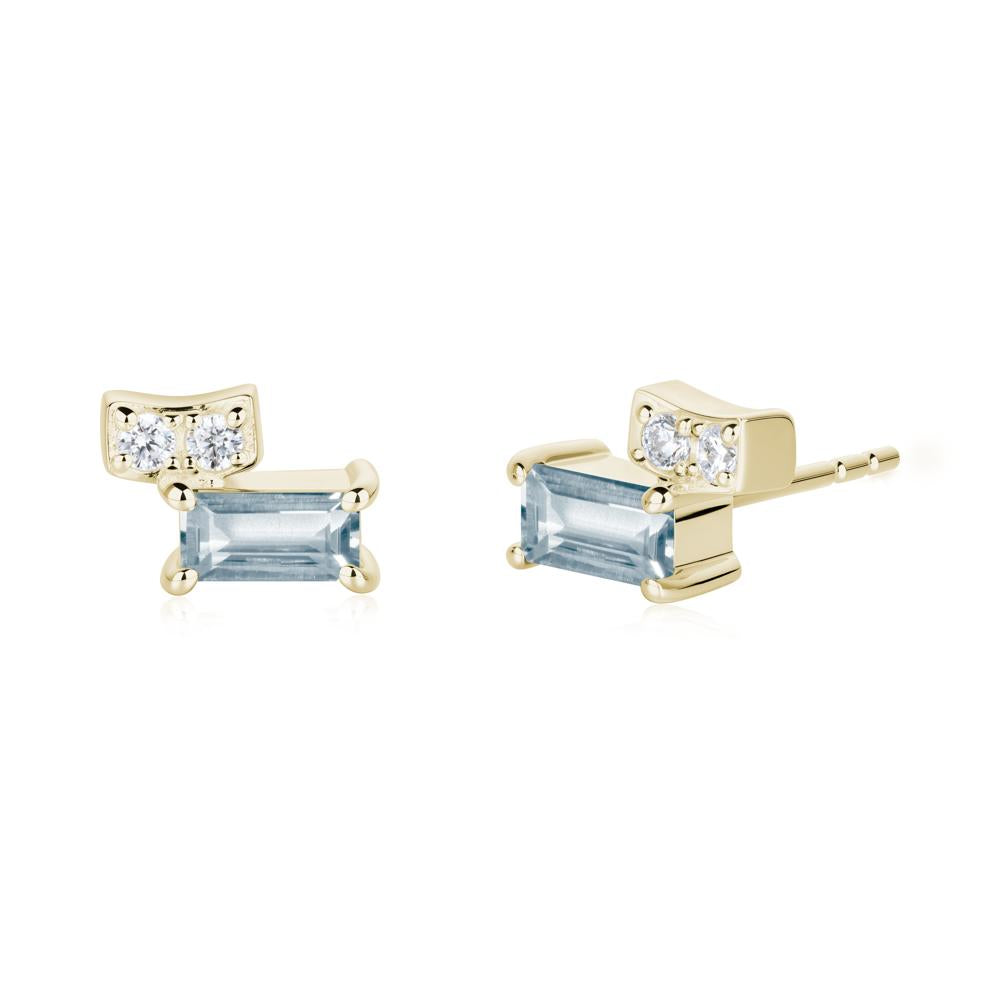 Baguette Aquamarine Stud Earrings - LUO Jewelry #metal_14k yellow gold