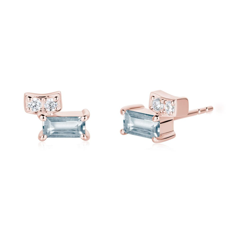 Baguette Aquamarine Stud Earrings - LUO Jewelry #metal_18k rose gold