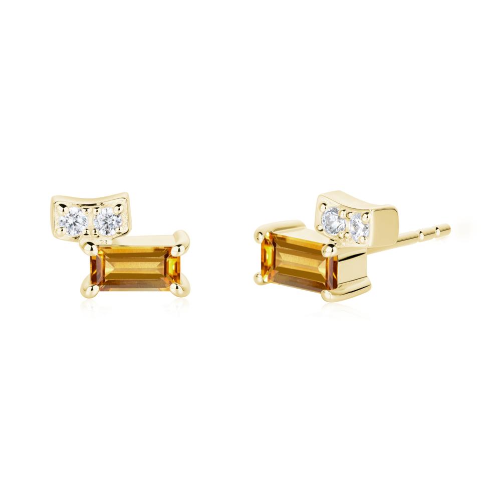 Horizon Tilted Baguette Citrine Earrings - LUO Jewelry #metal_18k yellow gold