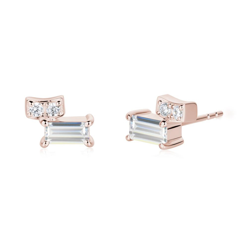 Baguette Cubic Zirconia Stud Earrings - LUO Jewelry #metal_14k rose gold