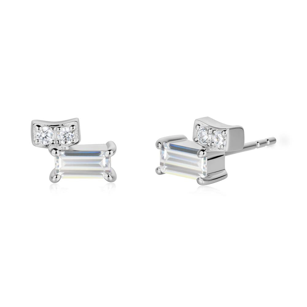 Baguette Cubic Zirconia Stud Earrings - LUO Jewelry #metal_platinum