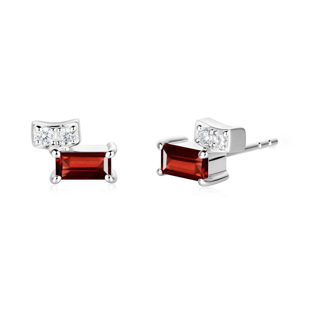 Baguette Garnet Stud Earrings - LUO Jewelry #metal_sterling silver