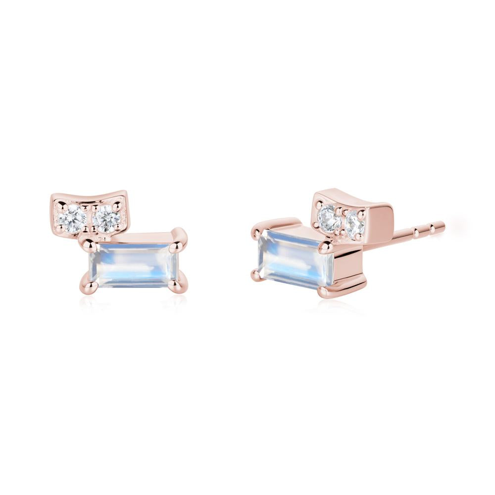 Baguette Moonstone Stud Earrings - LUO Jewelry #metal_18k rose gold