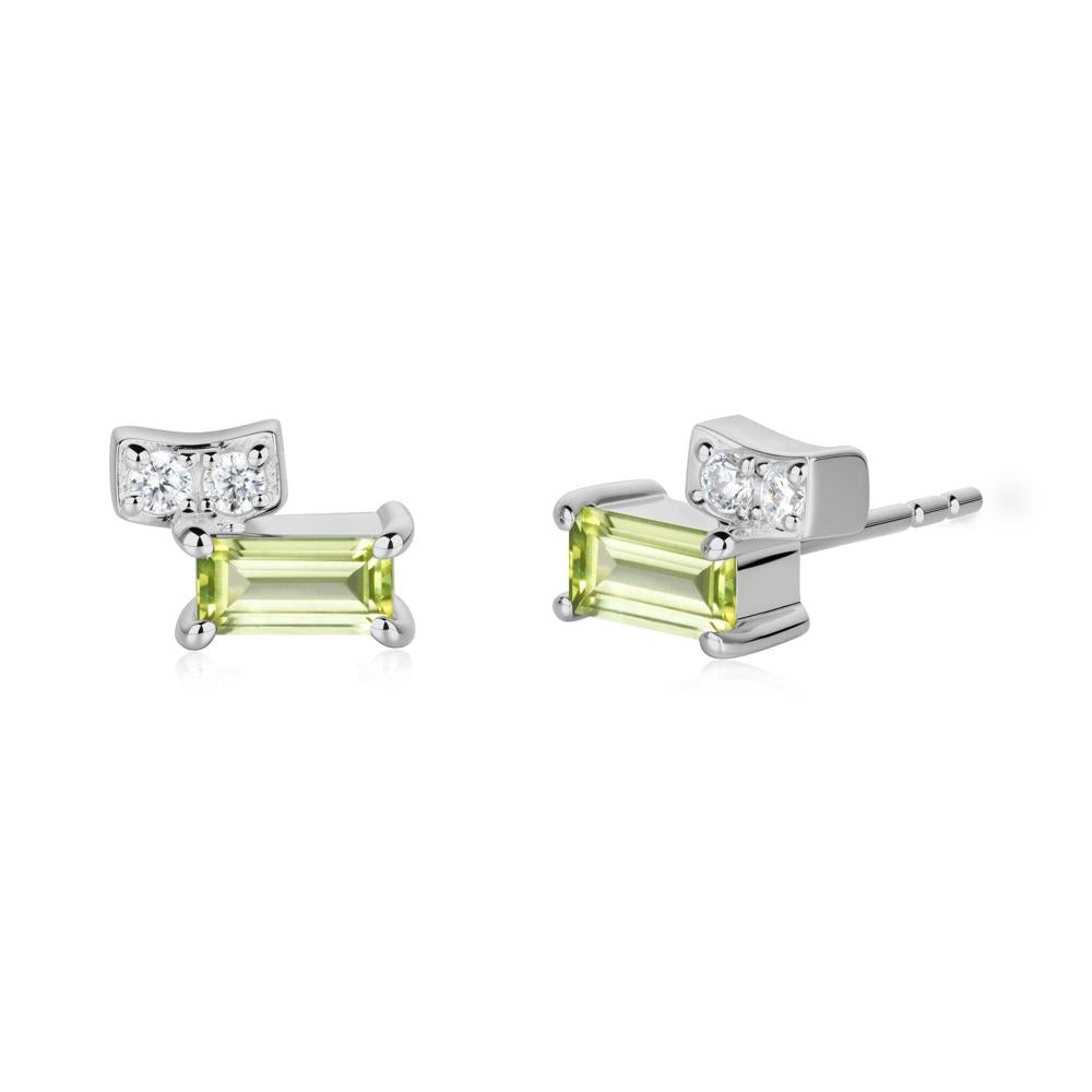 Horizon Tilted Baguette Peridot Earrings - LUO Jewelry #metal_platinum