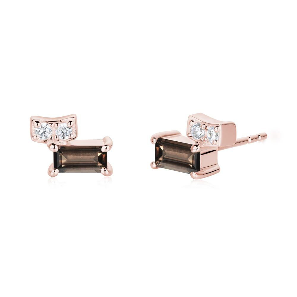 Baguette Smoky Quartz Stud Earrings - LUO Jewelry #metal_18k rose gold