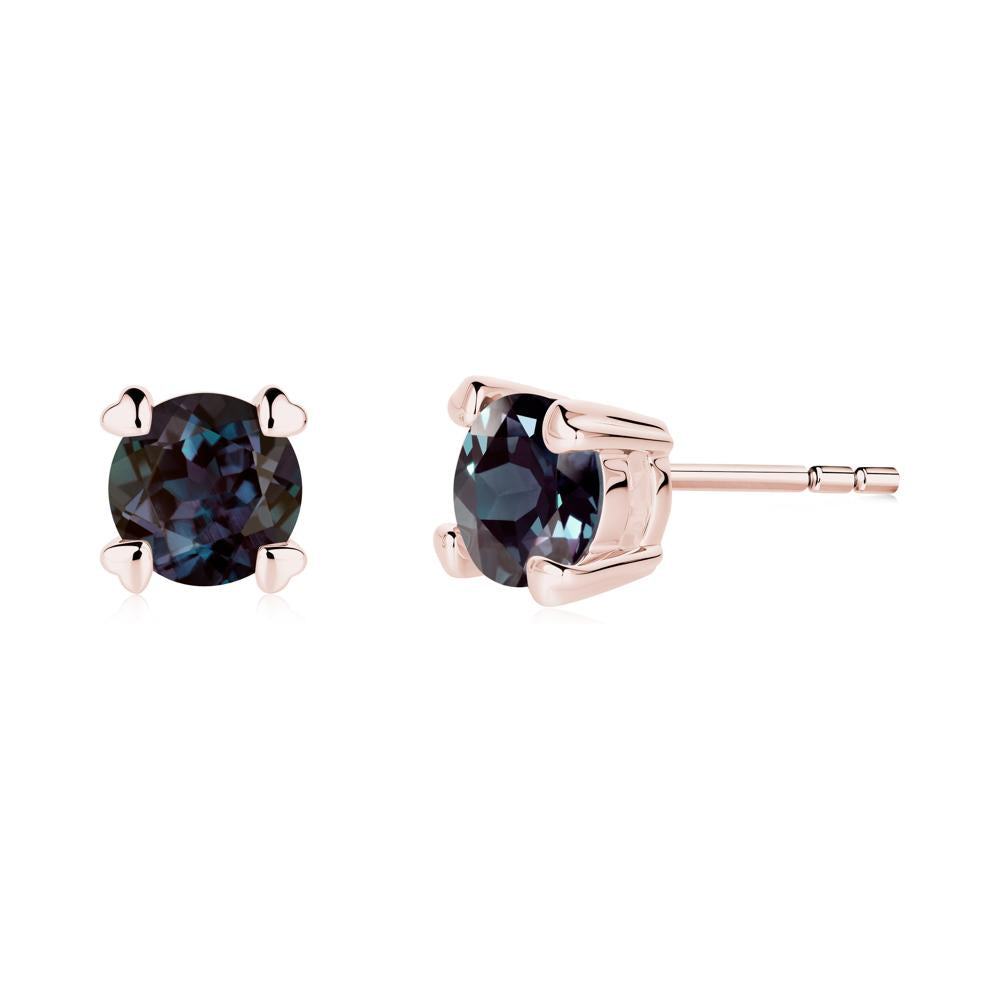 Heart Prongs Solitaire Alexandrite Earrings - LUO Jewelry #metal_18k rose gold