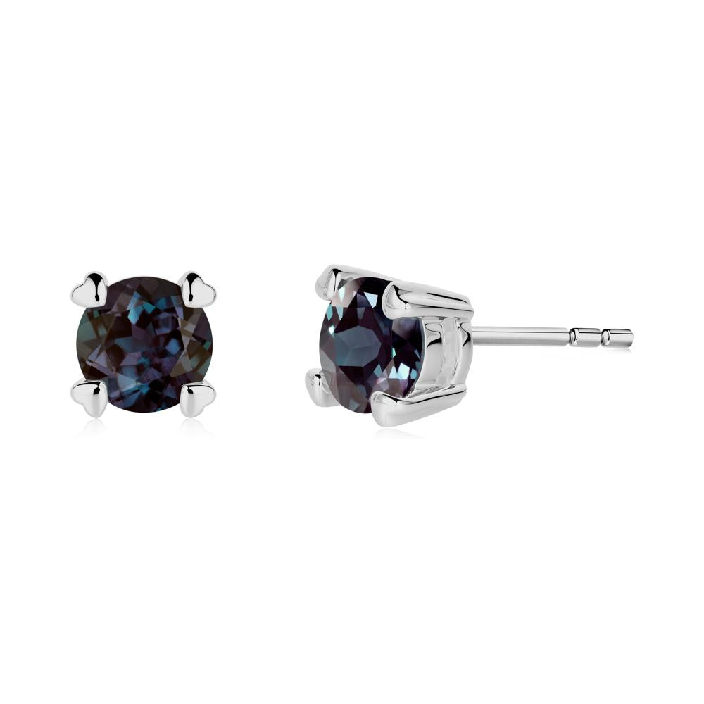 Heart Prongs Solitaire Alexandrite Earrings - LUO Jewelry #metal_platinum