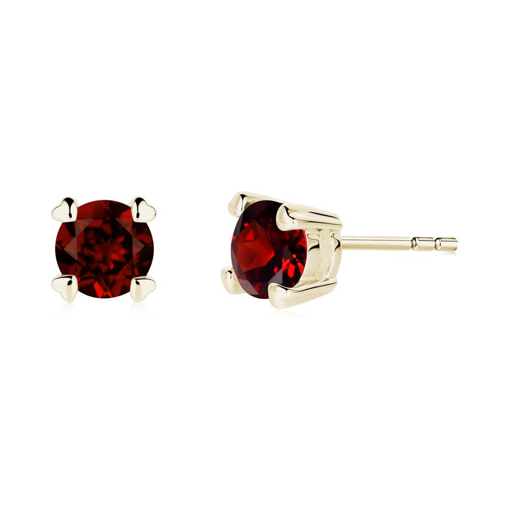 Heart Prongs Garnet Stud Earrings - LUO Jewelry #metal_14k yellow gold