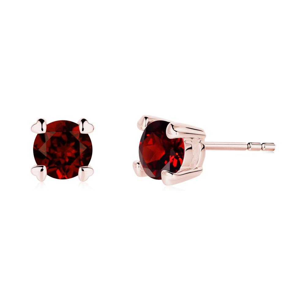 Heart Prongs Garnet Stud Earrings - LUO Jewelry #metal_18k rose gold
