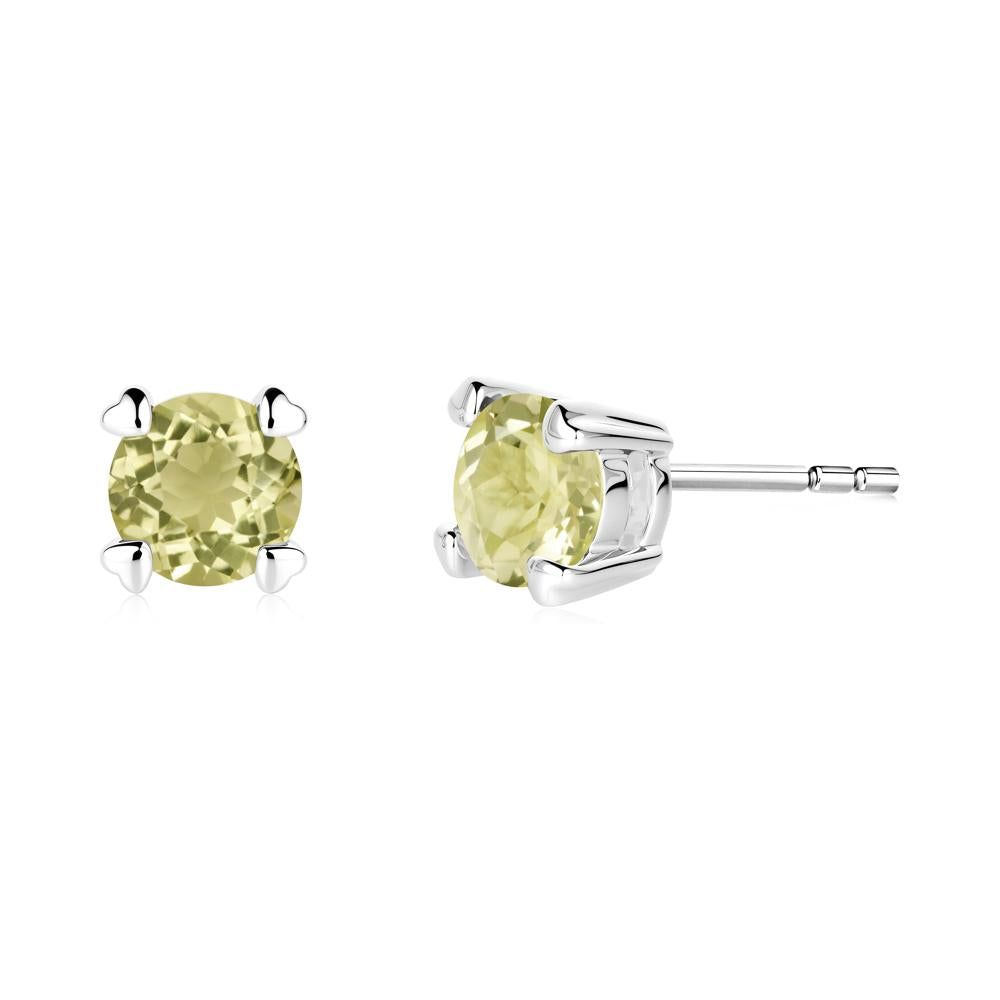Lemon Quartz Stud Earrings with Heart Prongs - LUO Jewelry #metal_sterling silver