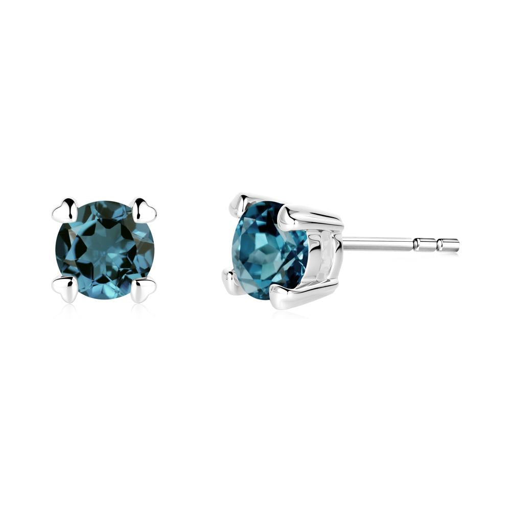 Heart Prongs London Blue Topaz Stud Earrings - LUO Jewelry #metal_14k white gold