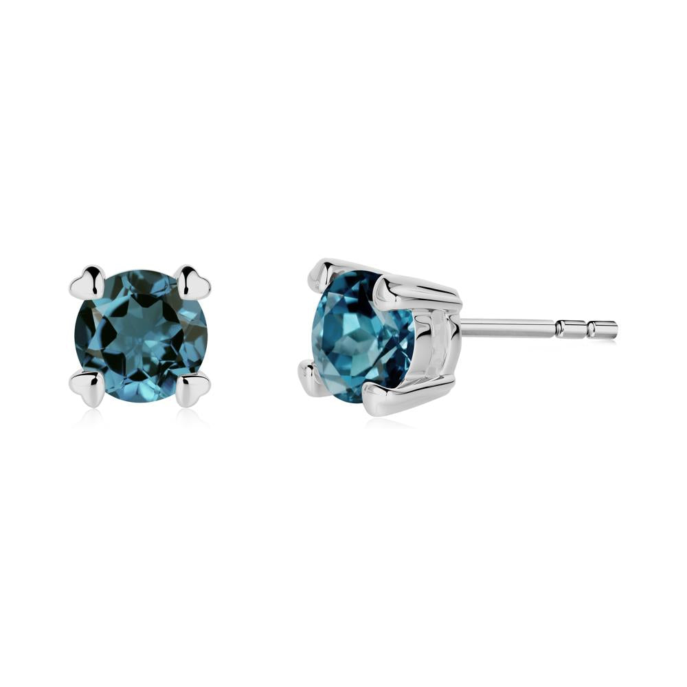 Heart Prongs London Blue Topaz Stud Earrings - LUO Jewelry #metal_platinum