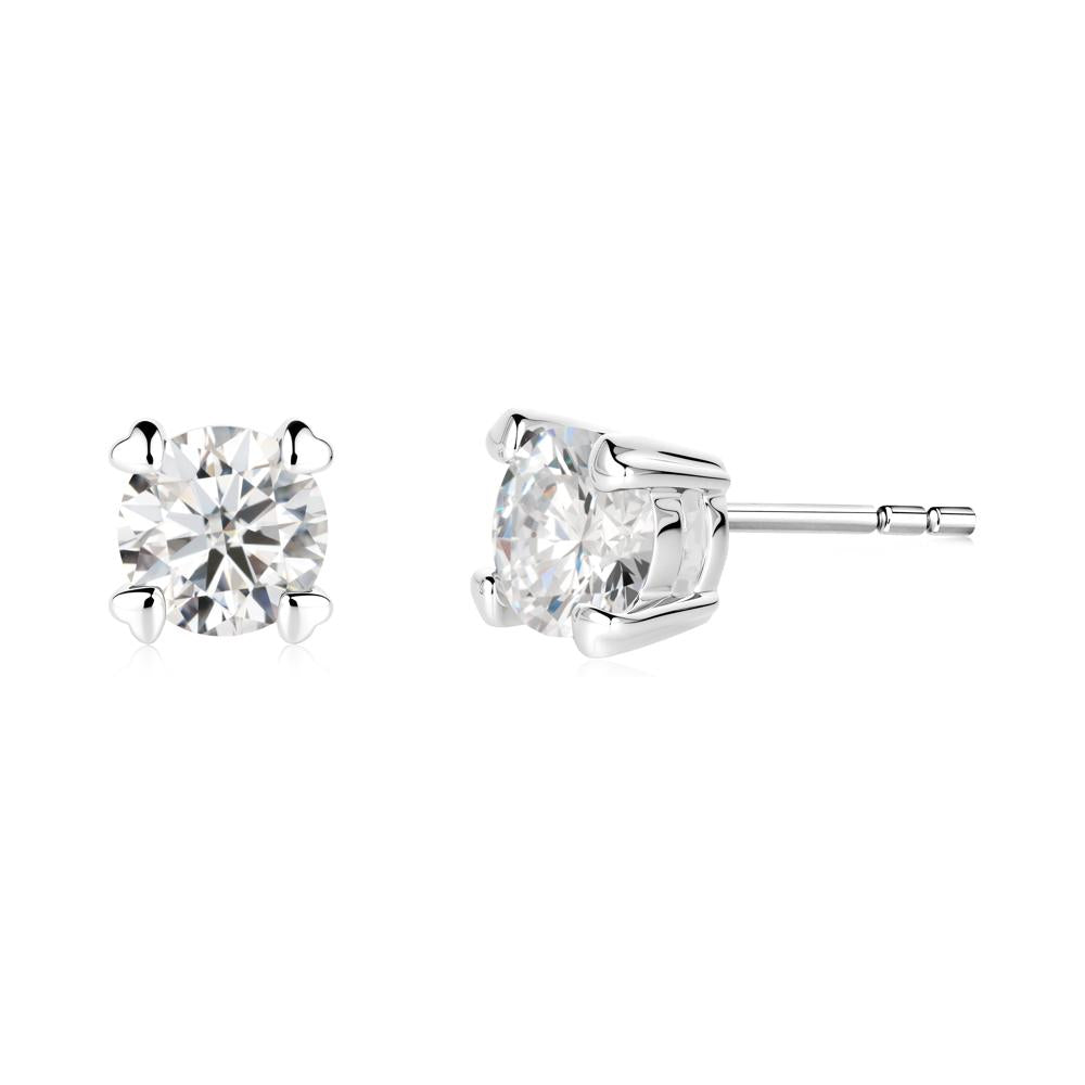 Heart Prongs Moissanite Stud Earrings - LUO Jewelry #metal_18k white gold