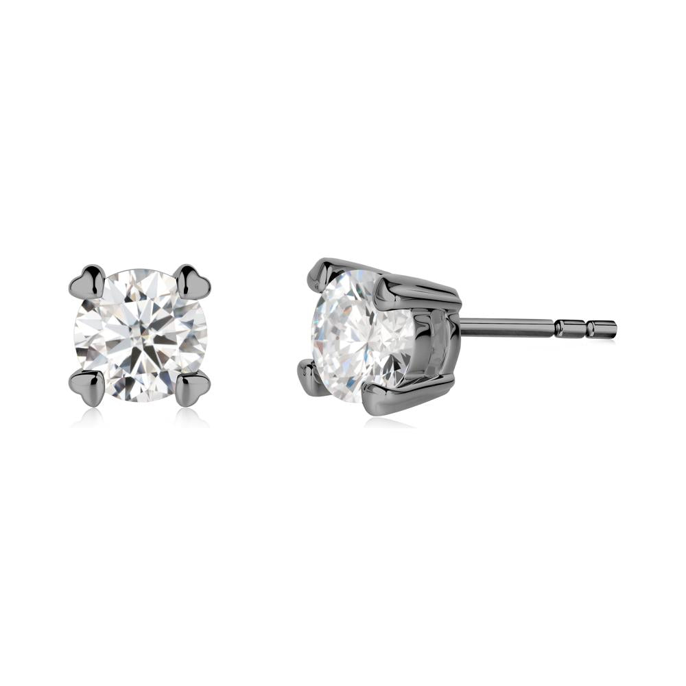 Heart Prongs Moissanite Stud Earrings - LUO Jewelry #metal_black finish sterling silver