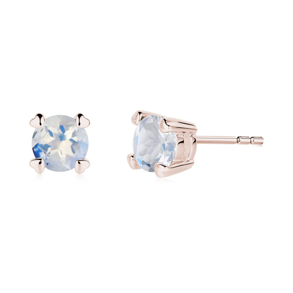 Moonstone Stud Earrings with Heart Prongs - LUO Jewelry #metal_14k rose gold