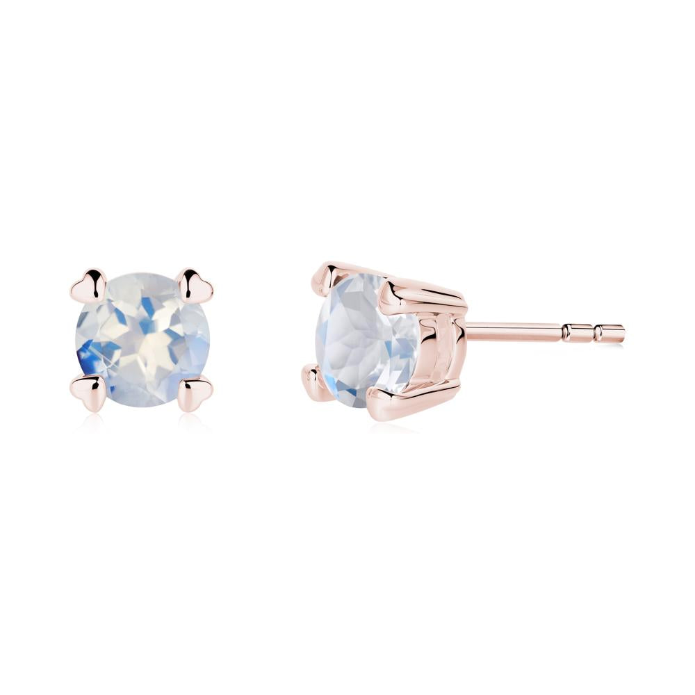 Moonstone Stud Earrings with Heart Prongs - LUO Jewelry #metal_18k rose gold