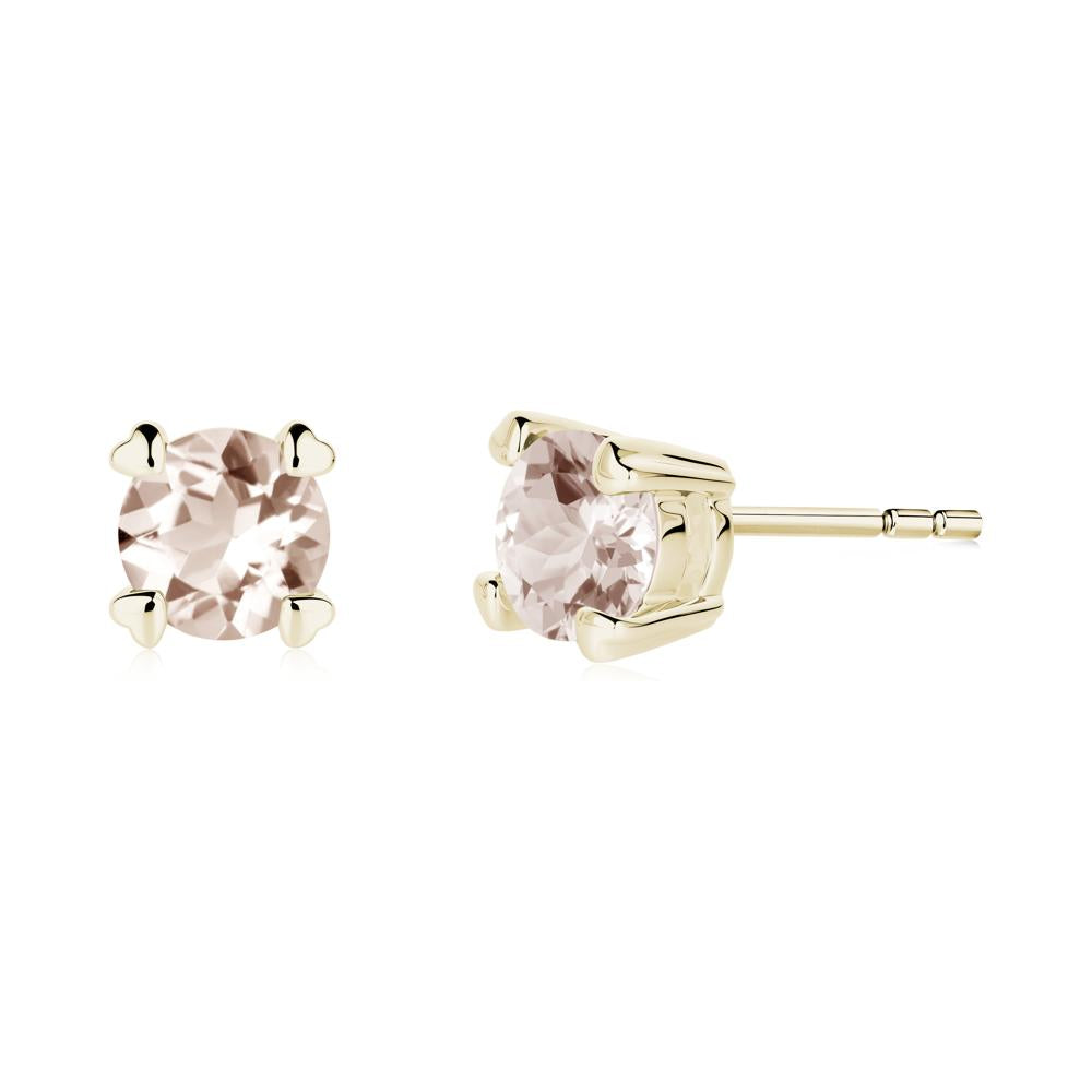 Heart Prongs Morganite Stud Earrings - LUO Jewelry #metal_14k yellow gold