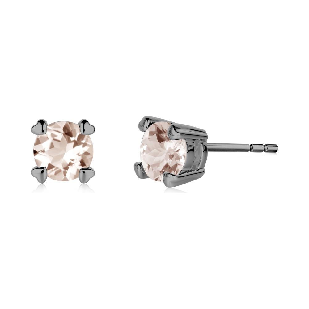 Heart Prongs Morganite Stud Earrings - LUO Jewelry #metal_black finish sterling silver