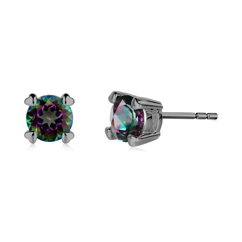 Mystic Topaz Stud Earrings with Heart Prongs - LUO Jewelry #metal_black finish sterling silver