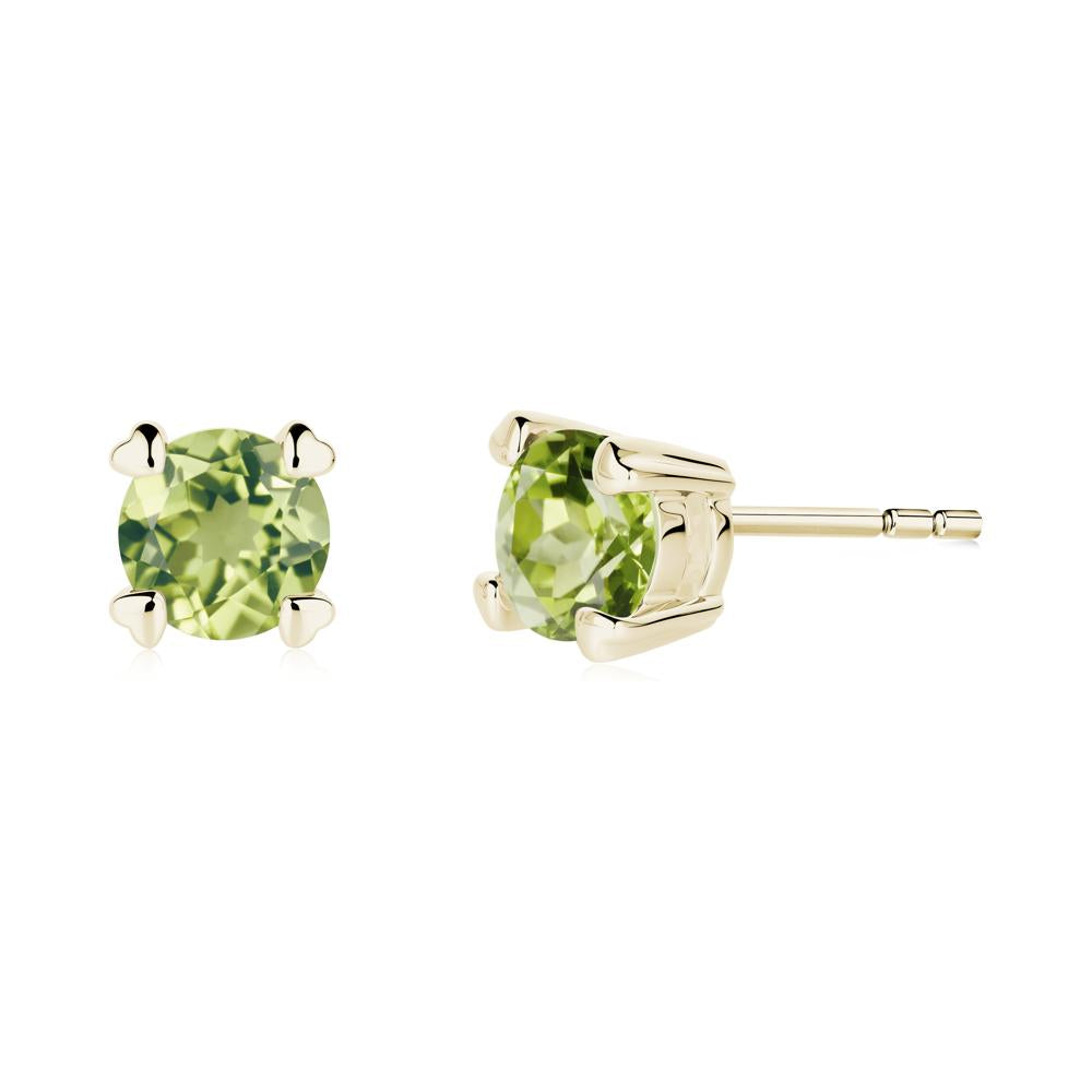 Peridot Stud Earrings with Heart Prongs - LUO Jewelry #metal_14k yellow gold