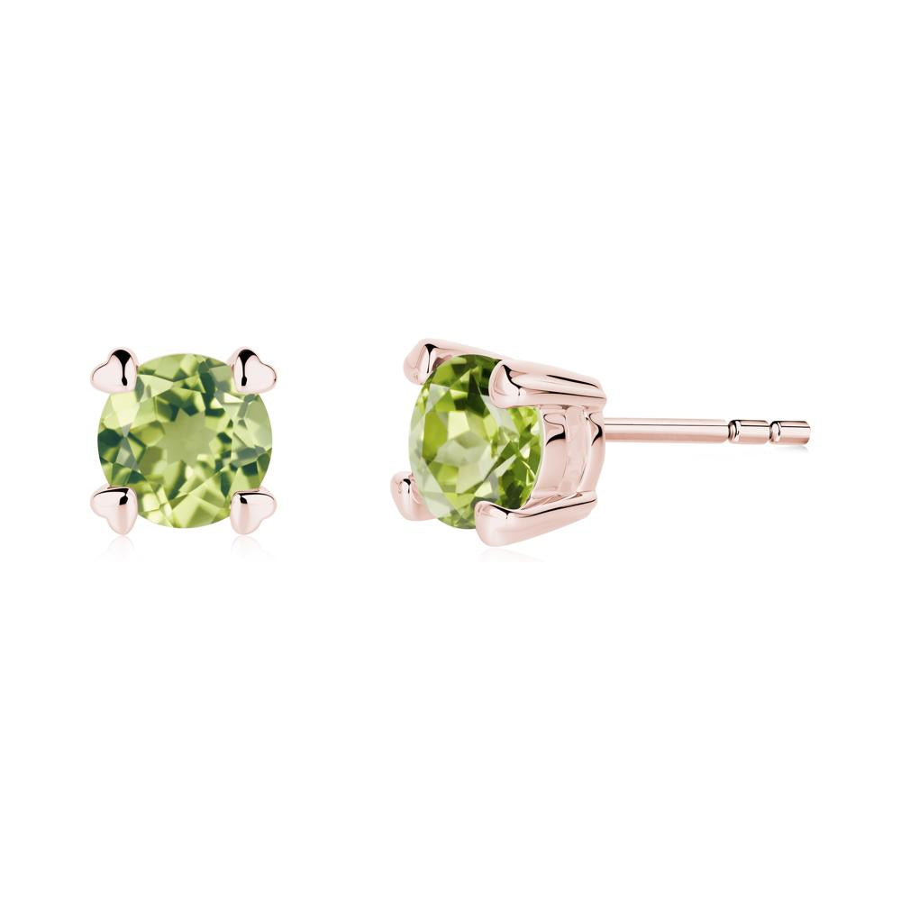 Peridot Stud Earrings with Heart Prongs - LUO Jewelry #metal_18k rose gold