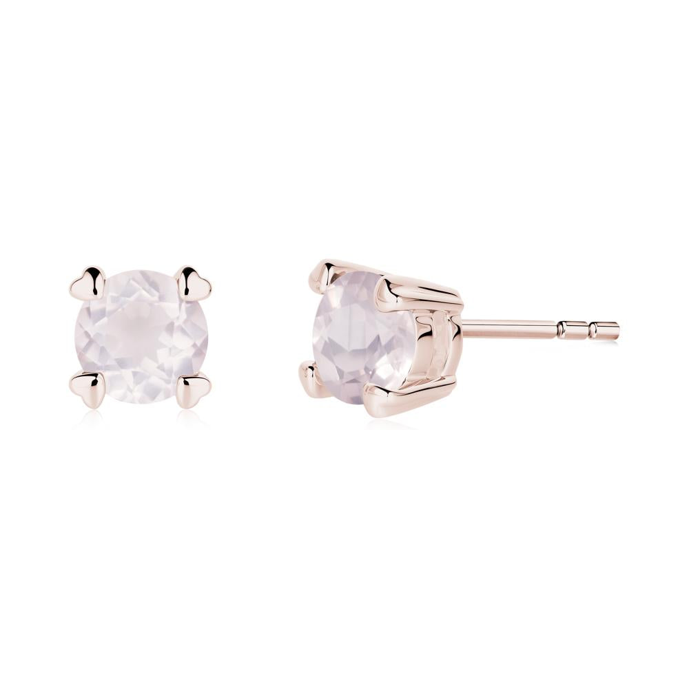 Heart Prongs Rose Quartz Stud Earrings - LUO Jewelry #metal_14k rose gold
