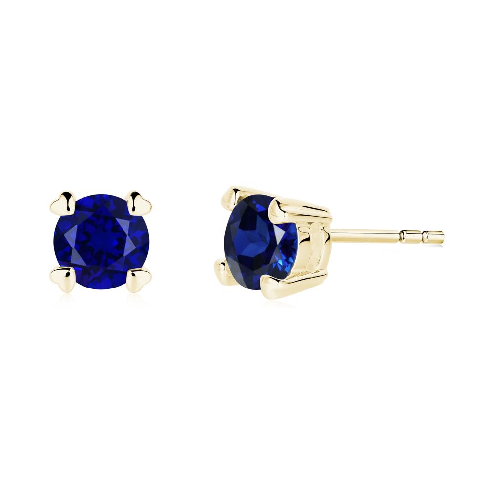 Heart Prongs Solitaire Sapphire Earrings - LUO Jewelry #metal_18k yellow gold