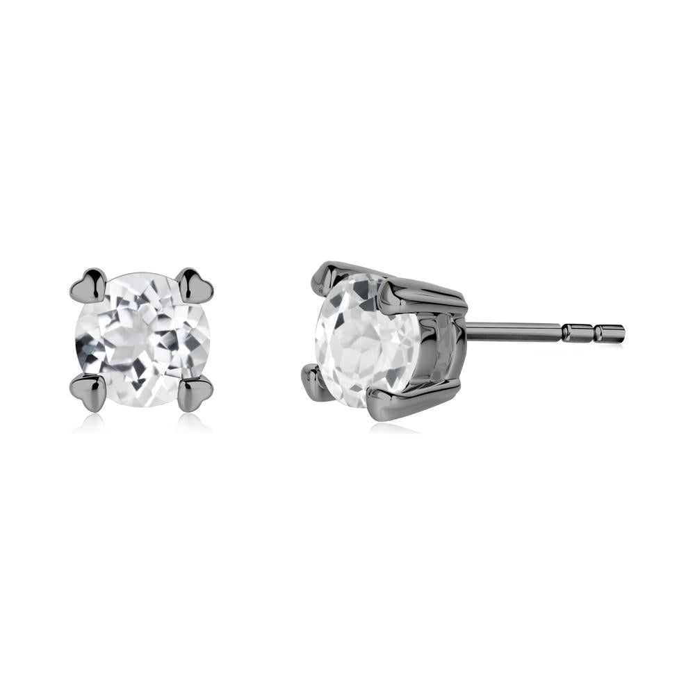 Heart Prongs Solitaire White Topaz Earrings - LUO Jewelry #metal_black finish sterling silver