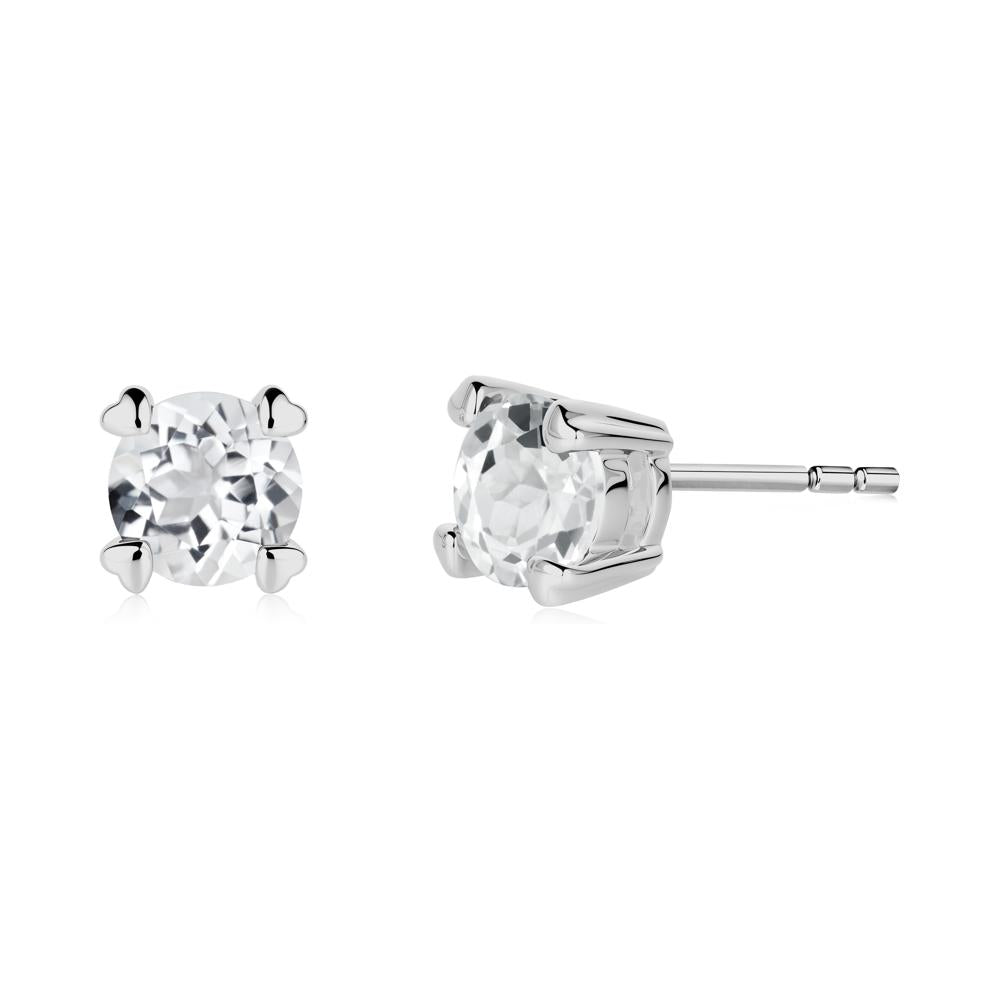 Heart Prongs Solitaire White Topaz Earrings - LUO Jewelry #metal_platinum
