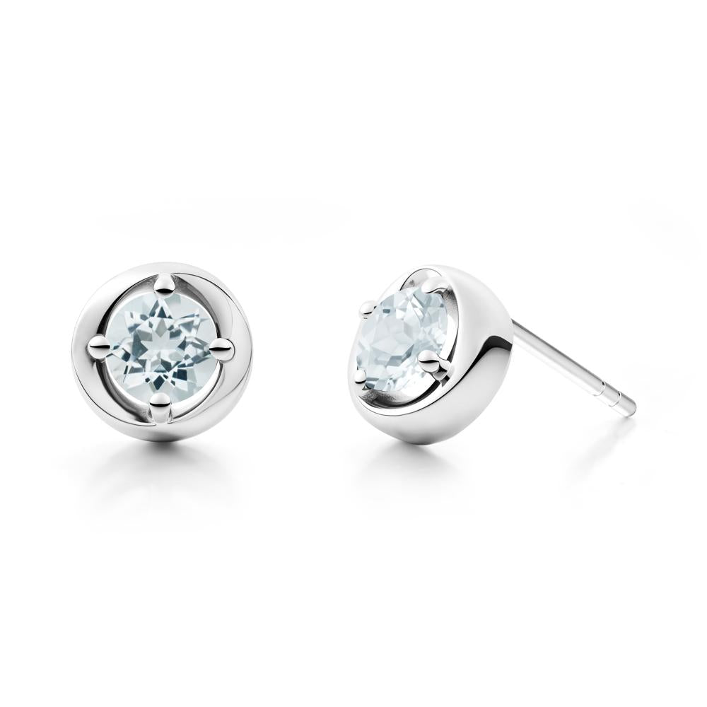 Swirl Aquamarine Stud Earrings - LUO Jewelry #metal_14k white gold