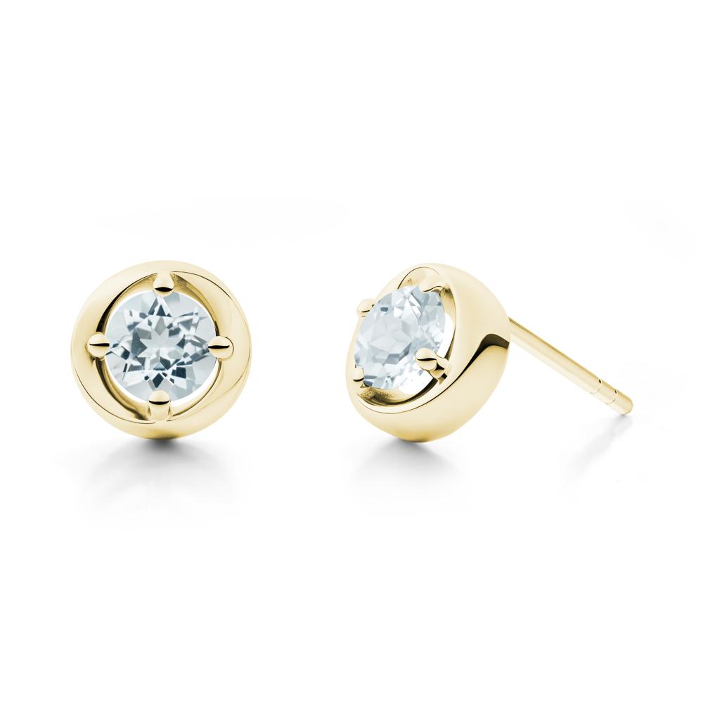 Swirl Aquamarine Stud Earrings - LUO Jewelry #metal_18k yellow gold