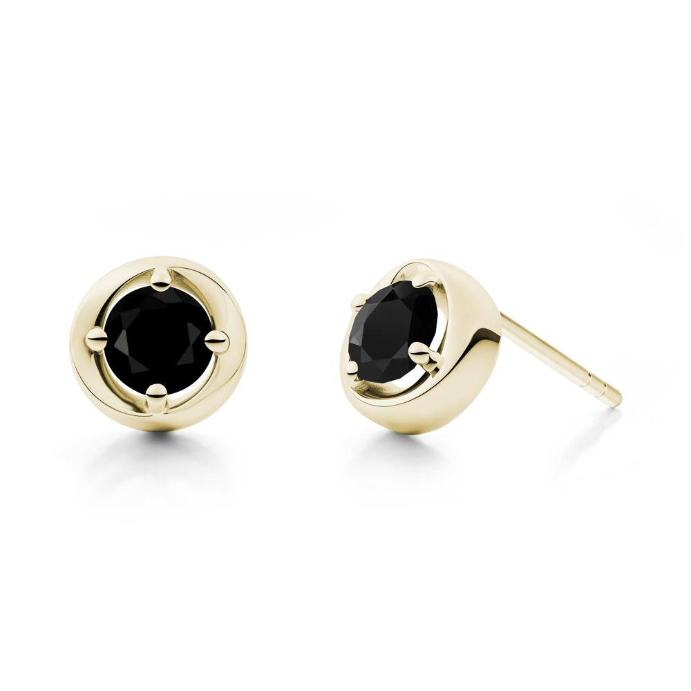 Swirl Black Spinel Stud Earrings - LUO Jewelry #metal_14k yellow gold