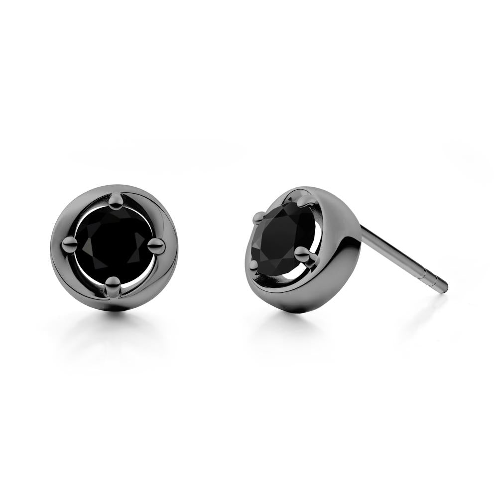 Swirl Black Spinel Stud Earrings - LUO Jewelry #metal_black finish sterling silver