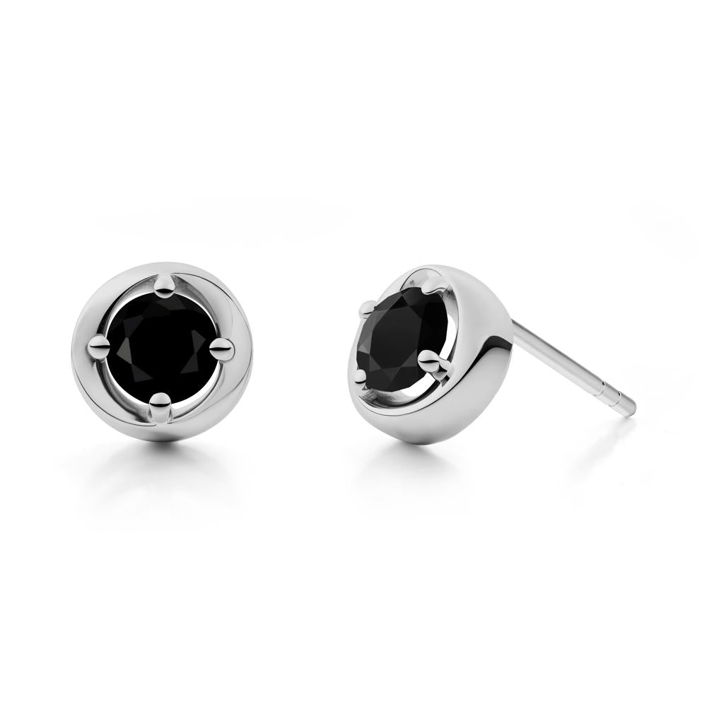 Swirl Black Spinel Stud Earrings - LUO Jewelry #metal_platinum