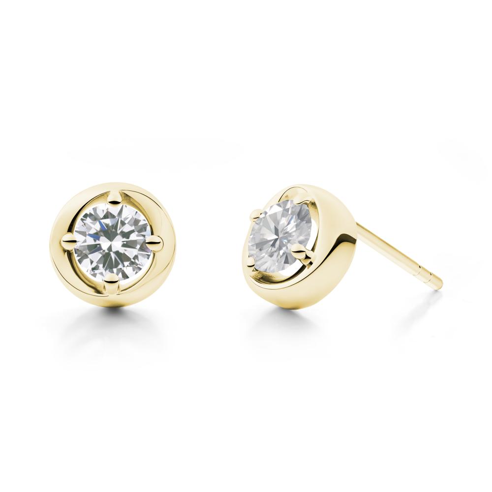 Swirl Cubic Zirconia Stud Earrings - LUO Jewelry #metal_18k yellow gold
