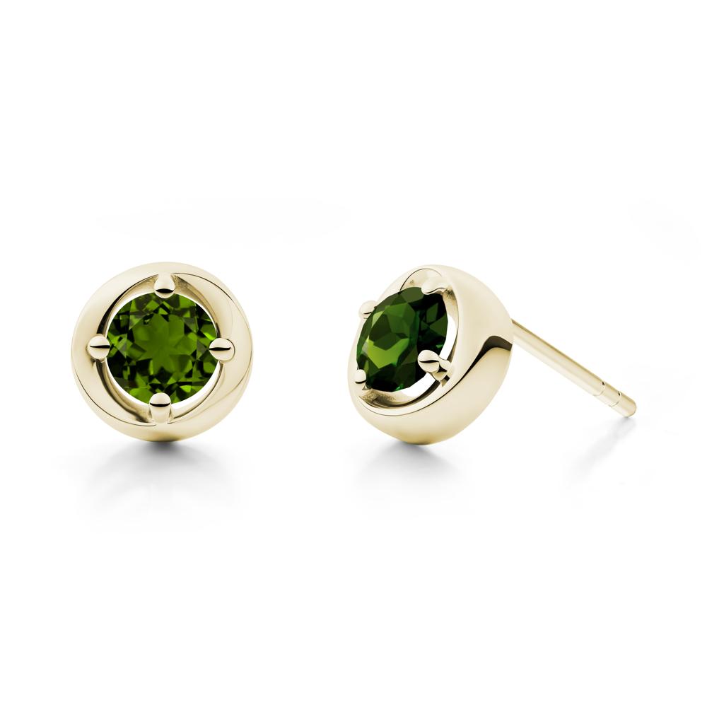 Swirl Diopside Stud Earrings - LUO Jewelry #metal_14k yellow gold