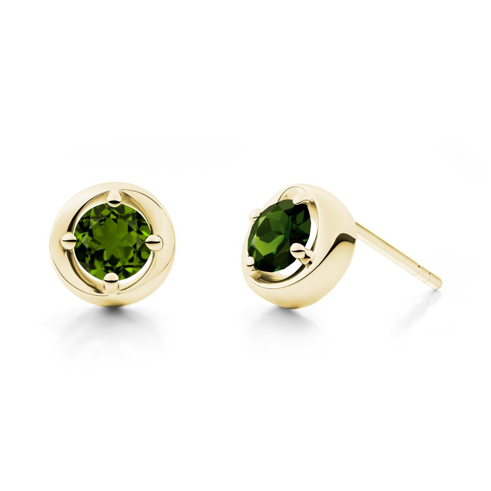 Swirl Diopside Stud Earrings - LUO Jewelry #metal_18k yellow gold